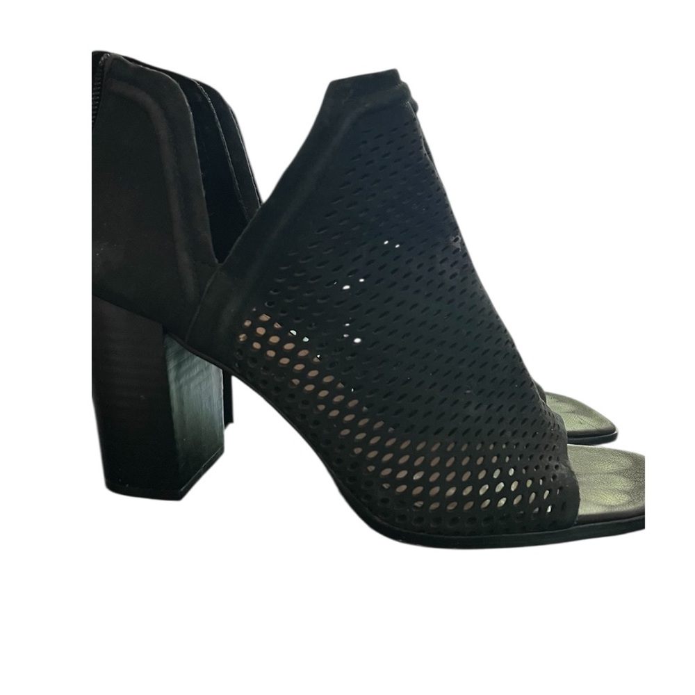 Vince Camuto Black Heeled Boots with Perforated Design